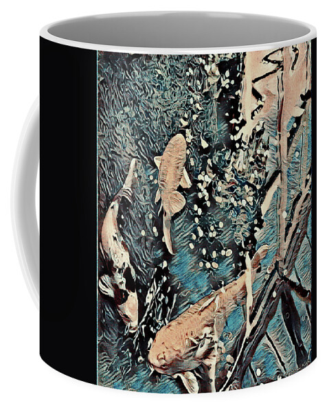 Koi Coffee Mug featuring the digital art Playing it Koi by Mindy Newman