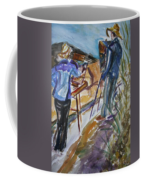 Impressionist Coffee Mug featuring the painting Plein Air Painters - Original Watercolor by Quin Sweetman