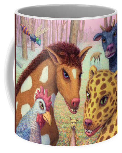 Animal Coffee Mug featuring the painting Plotting by James W Johnson