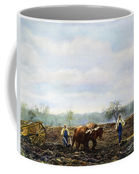 1899 Coffee Mug featuring the photograph Ploughing, 1899 by Granger