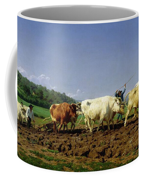 Ploughing Coffee Mug featuring the painting Ploughing in Nivernais by Rosa Bonheur