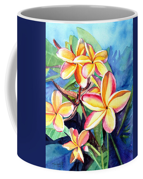 Plumeria Coffee Mug featuring the painting Plumeria Fever by Marionette Taboniar
