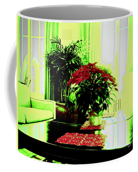 Poinsettia By Kef Coffee Mug featuring the digital art Poinsettia by KEF by Karen Francis