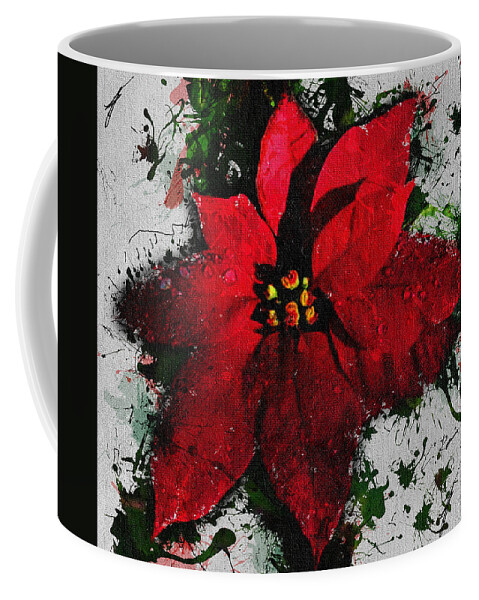 Poinsettia Coffee Mug featuring the digital art Poinsettia by Charlie Roman