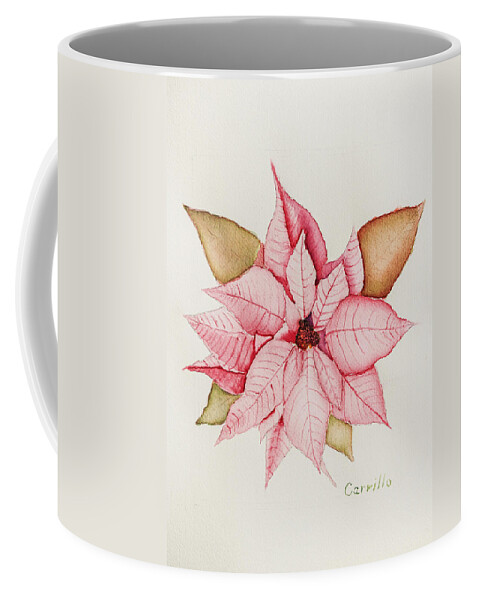 Poinsettia Coffee Mug featuring the painting Poinsettia Pink Celebration by Ruben Carrillo