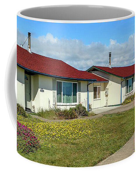 Point Arena Lighthouse Coffee Mug featuring the photograph Point Arena Lighthouse Keeper's Houses Lodging by David Oppenheimer