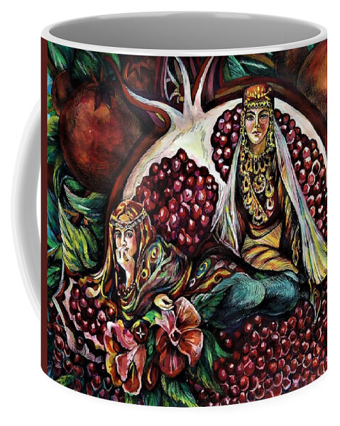 Travel Coffee Mug featuring the mixed media Pomegranate by Anna Duyunova