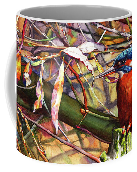 Kingfisher Coffee Mug featuring the painting Pond Life by Peter Williams