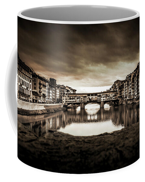 Arno Coffee Mug featuring the photograph Ponte Vecchio in Sepia by Sonny Marcyan