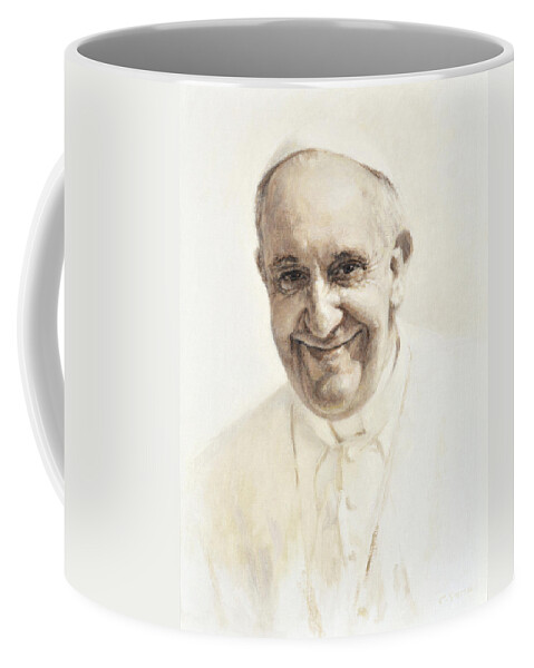 Pope Coffee Mug featuring the painting Pope Francis, Joyful Father by Smith Catholic Art