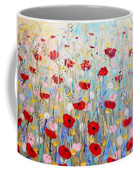 Poppy Coffee Mug featuring the painting Poppies by Angie Wright