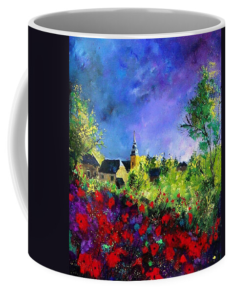 Flowers Coffee Mug featuring the painting Poppies in villers by Pol Ledent