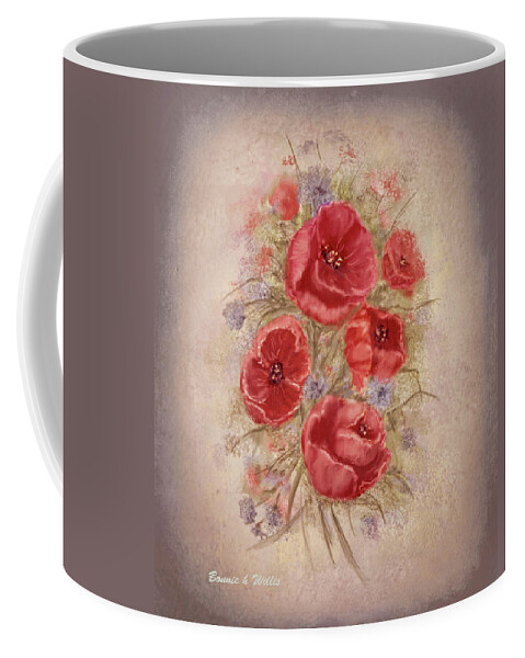 Poppies Coffee Mug featuring the digital art Poppies of Memory Lane by Bonnie Willis