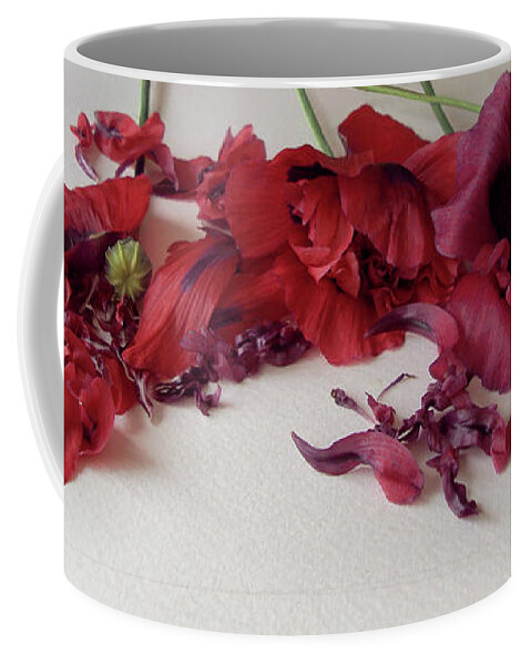 Poppies Coffee Mug featuring the photograph Poppies Petals by Kim Tran