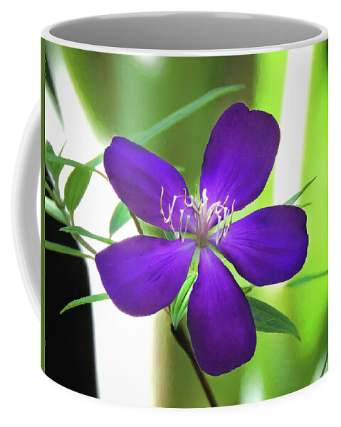 Background Coffee Mug featuring the painting Poppin Purple Flower by Penny Lisowski