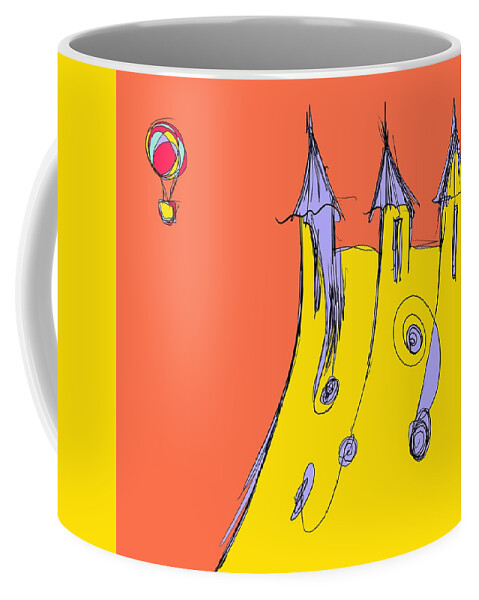 Balloon Coffee Mug featuring the drawing Popping In for a Visit by Jason Nicholas