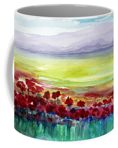 Floral Coffee Mug featuring the painting Poppy Meadow 2 by Julie Lueders 