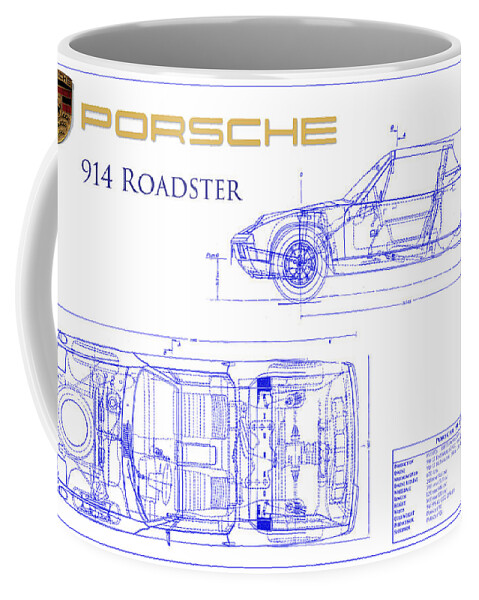 Porsche 914 Blueprint Coffee Mug featuring the photograph Porsche 914 Blueprint by Jon Neidert
