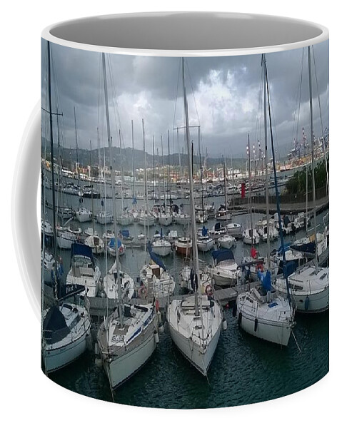 Mountain Coffee Mug featuring the photograph Port of Genova by Yohana Negusse