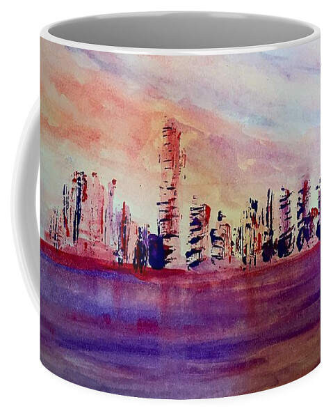 Miami Port Coffee Mug featuring the painting Port of Miami Abstract by Anne Sands