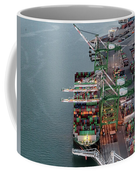 Port Of Oakland Coffee Mug featuring the photograph Port of Oakland Aerial Photo by David Oppenheimer