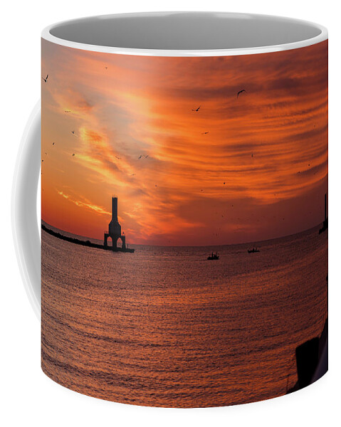 Sunrise Coffee Mug featuring the photograph Port Washington Marina Sunrise by James Meyer