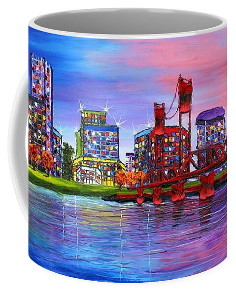  Coffee Mug featuring the painting Portland City Lights #106 by James Dunbar