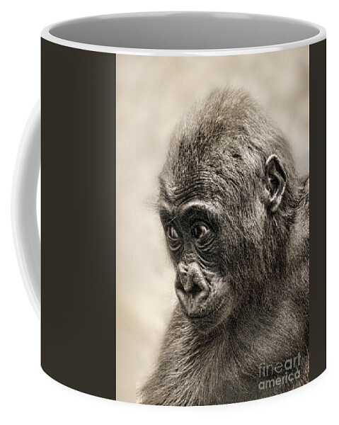 Jim Fitzpatrick Coffee Mug featuring the photograph Portrait of a Baby Gorilla digitally altered by Jim Fitzpatrick