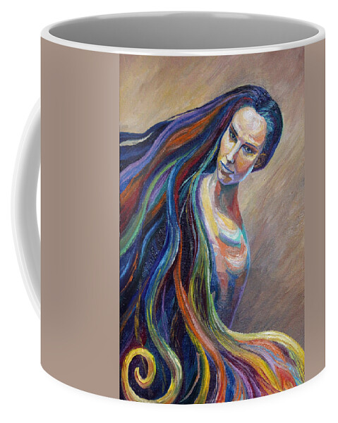 Russian Artists New Wave Coffee Mug featuring the painting Portrait of a Girl by Alina Malykhina