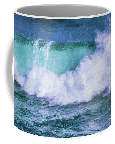 Aquamarine Coffee Mug featuring the digital art Portrait of a wave by Howard Ferrier
