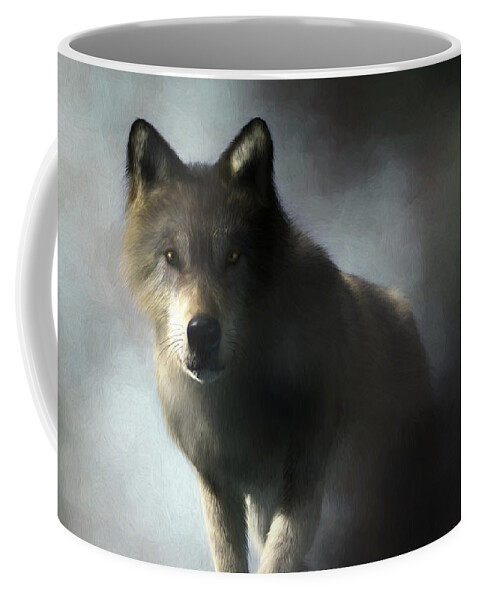 Wolf Coffee Mug featuring the digital art Portrait of a Wolf by Daniel Eskridge