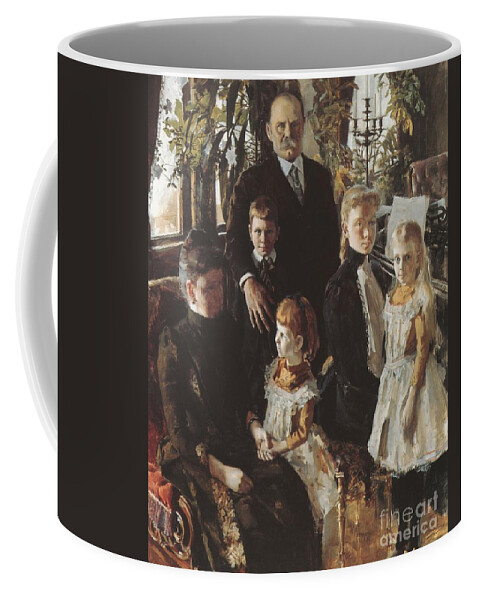 Akseli Gallen-kallela Coffee Mug featuring the painting Portrait Of Antti Ahlstrom And Family by MotionAge Designs