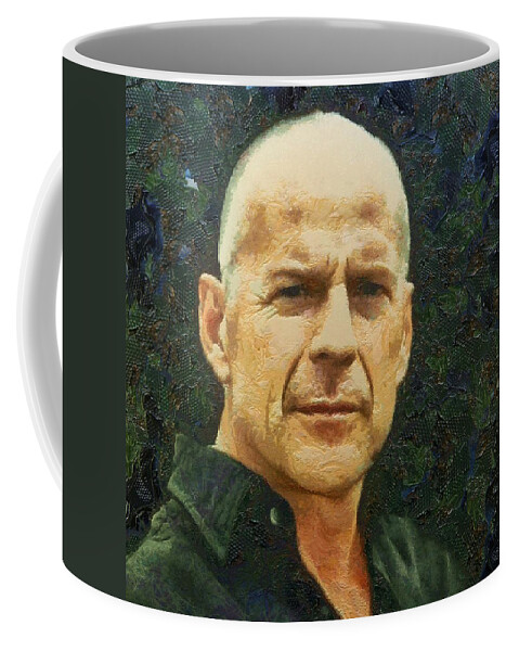 Portrait Coffee Mug featuring the digital art Portrait of Bruce Willis by Charmaine Zoe
