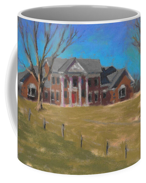 Painting Of A Country Estate Home Coffee Mug featuring the painting Portrait of a Country Estate Home by Terri Meyer