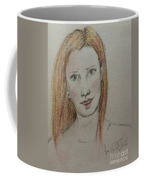 Portrait Coffee Mug featuring the pastel Portrait of Jillian in Pastel by Joan-Violet Stretch