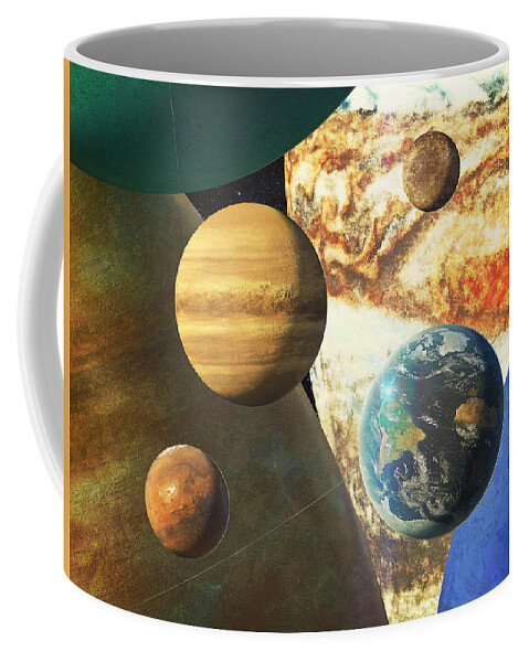 Solar System Coffee Mug featuring the digital art Portrait of the planets by Frans Blok