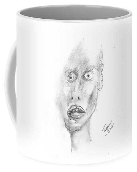 Portrait Coffee Mug featuring the drawing Portrait with Mechanical Pencil by Dan Twyman