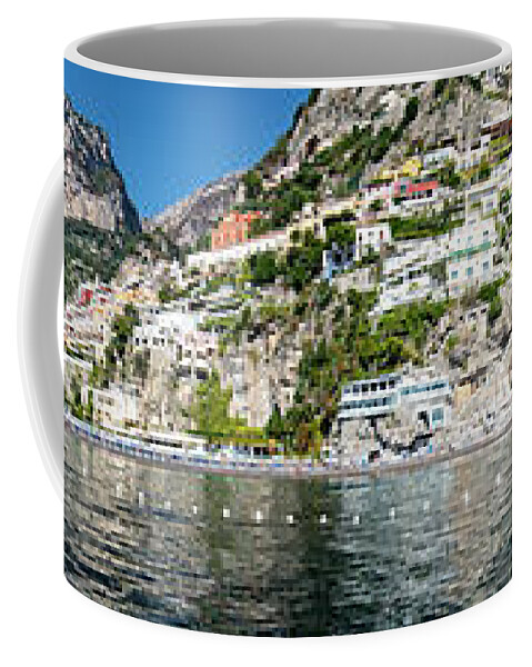 Europe Coffee Mug featuring the photograph Positano from the Sea - Panorama II by Matt Swinden