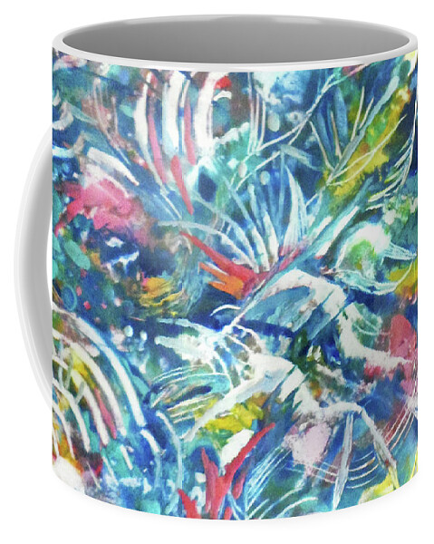 Swirling Colors Of Turquoise Coffee Mug featuring the painting Vortex Forming by Jean Batzell Fitzgerald