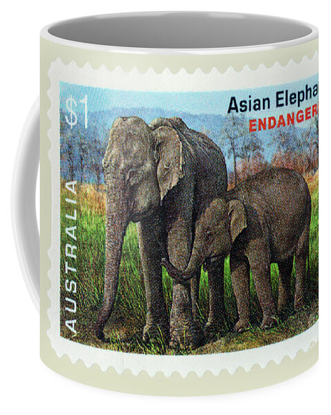 Postage Stamp Coffee Mug featuring the photograph Postage Stamp - Asian Elephant by Kaye Menner by Kaye Menner