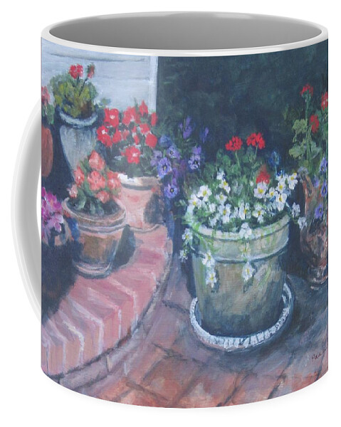 Flowers Coffee Mug featuring the painting Potted Flowers by Paula Pagliughi