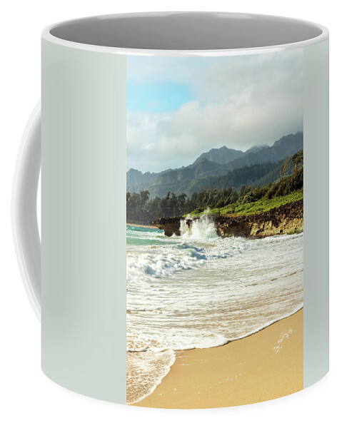 Aqua Coffee Mug featuring the photograph Pounders Beach 2 by Leigh Anne Meeks