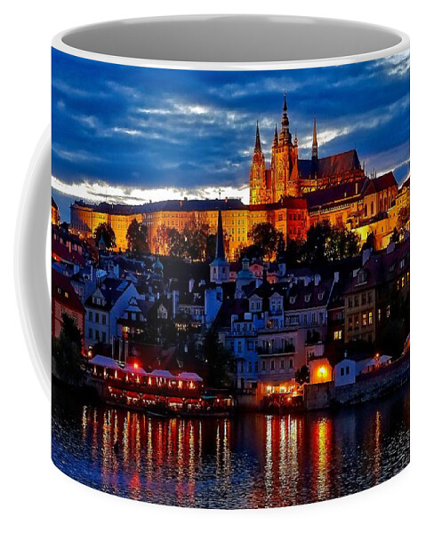 Vltava River Coffee Mug featuring the photograph Prague Castle In The Evening by Rick Rosenshein
