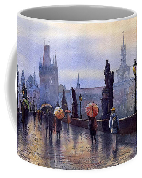 Cityscape Coffee Mug featuring the painting Prague Charles Bridge by Yuriy Shevchuk