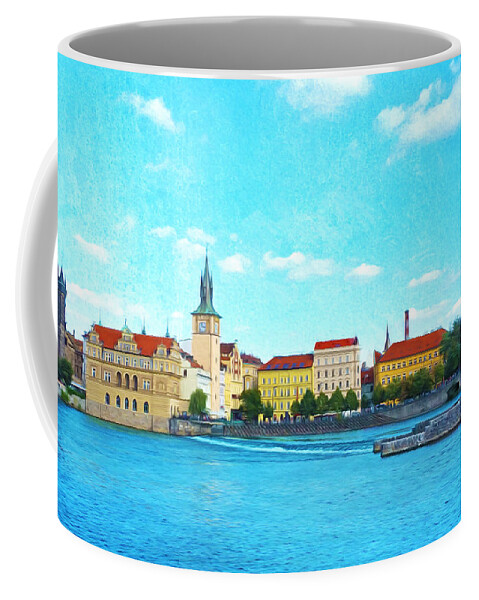 Prague Coffee Mug featuring the photograph Prague from Vltava River by Laura D Young