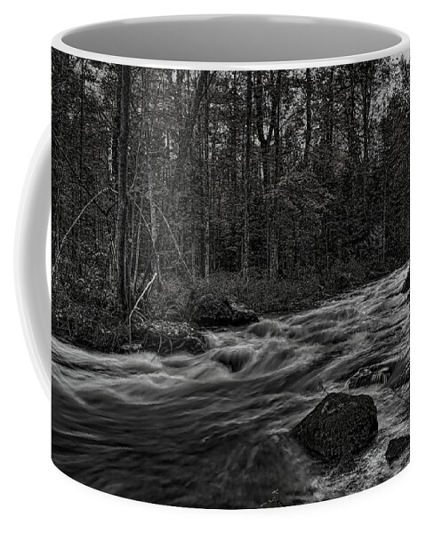 Prairie River Coffee Mug featuring the photograph Prairie River Whitewater Black and White by Dale Kauzlaric