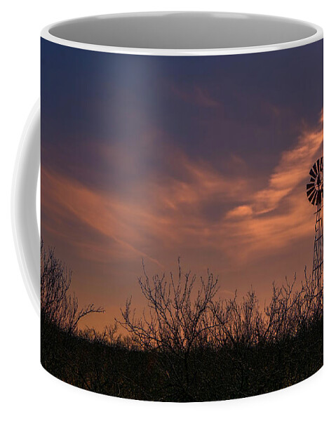 Windmill Coffee Mug featuring the photograph Prairie Sunset by Cathy Anderson