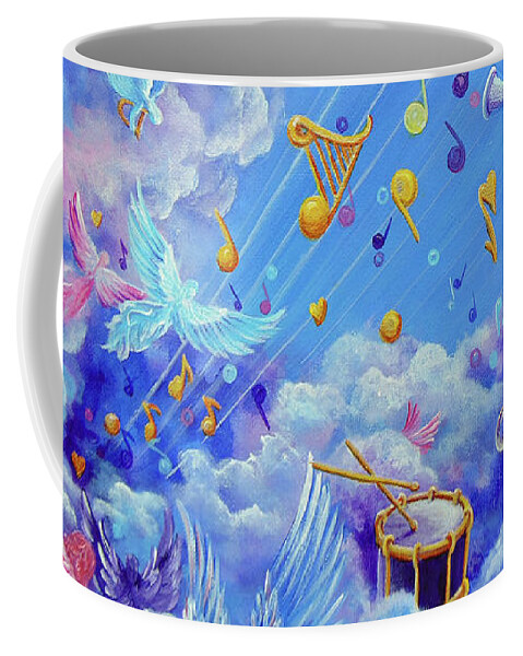 Prophetic Art Coffee Mug featuring the painting Praise Him From The Heavens by Nancy Cupp