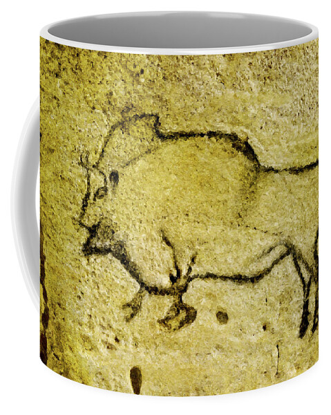 Bison Coffee Mug featuring the digital art Prehistoric Bison 1- La Covaciella by Weston Westmoreland
