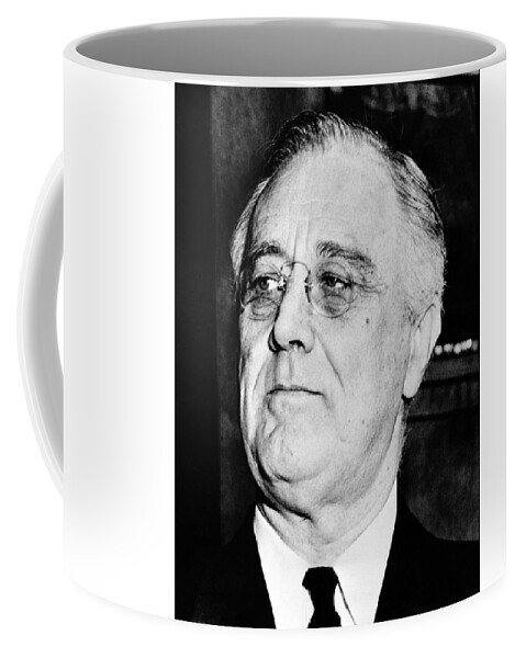 Franklin Roosevelt Coffee Mug featuring the photograph President Franklin Delano Roosevelt by War Is Hell Store